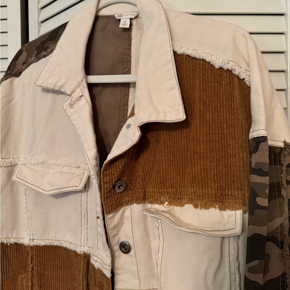 Colorblock Corduroy & Denim Jacket with Camo Accents - Picture 2 of 3